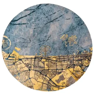 Korting Vloerkleed Gold Sea 9698 rond | Dubai Cities | Louis de Poortere